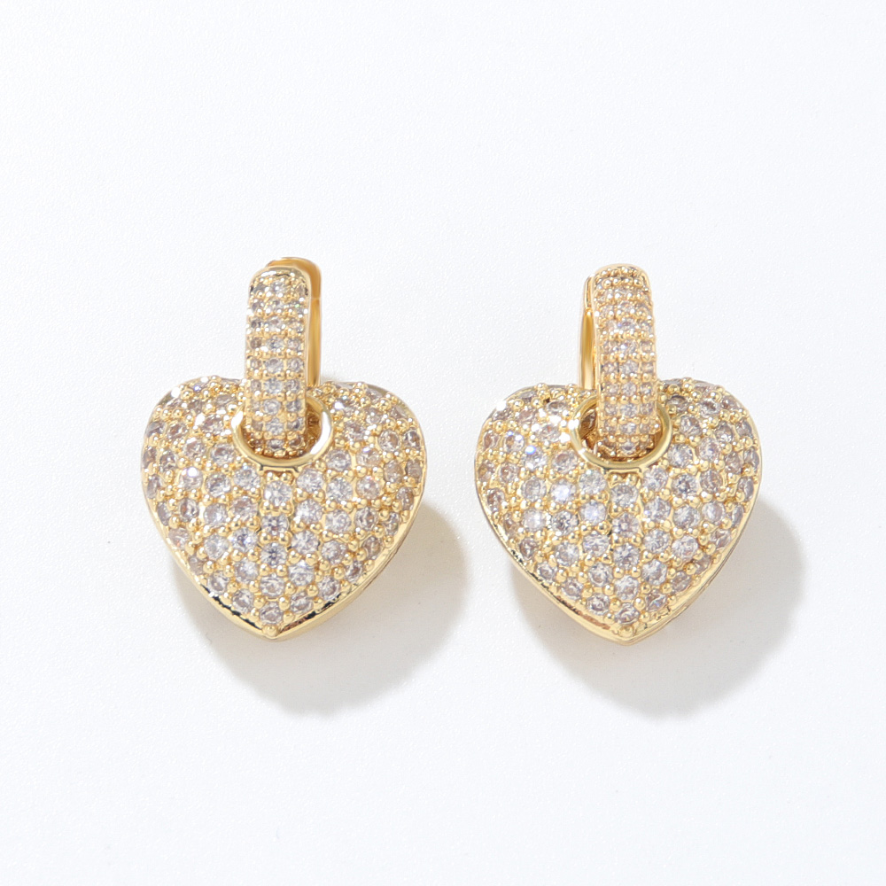 Vintage Style Heart Shape Copper Drop Earrings Plating Inlay Zircon Copper Earrings display picture 4