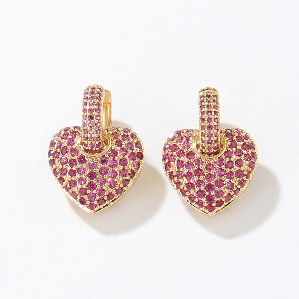 Vintage Style Heart Shape Copper Drop Earrings Plating Inlay Zircon Copper Earrings display picture 5
