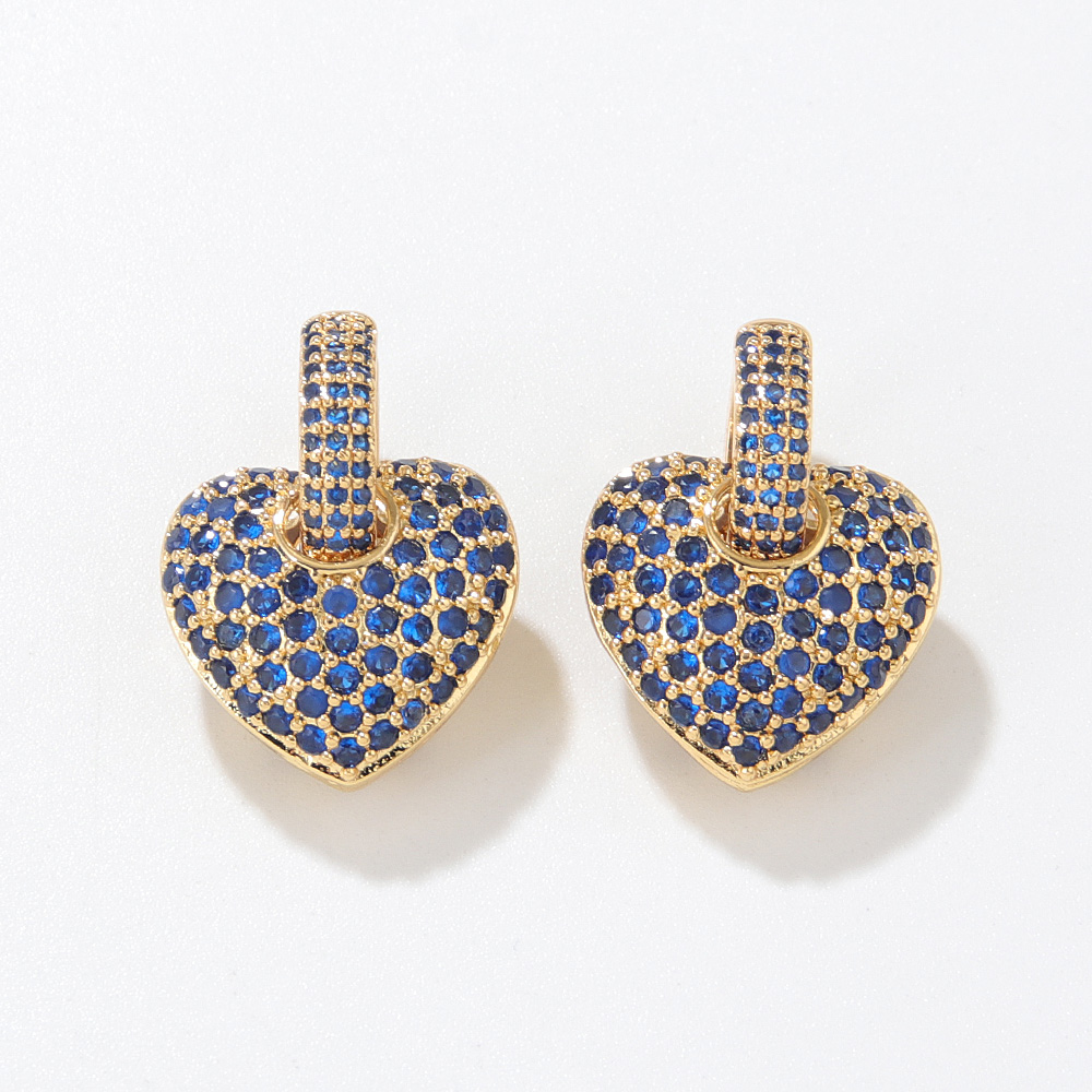 Vintage Style Heart Shape Copper Drop Earrings Plating Inlay Zircon Copper Earrings display picture 7