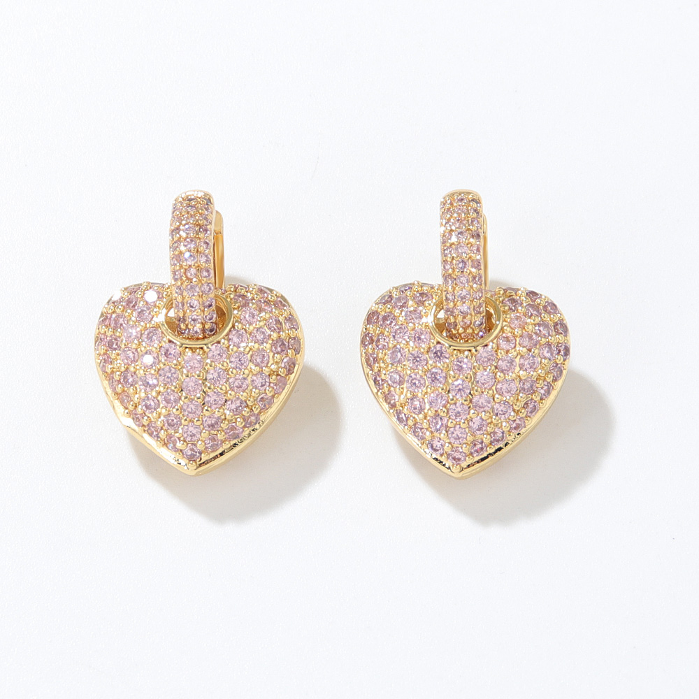 Vintage Style Heart Shape Copper Drop Earrings Plating Inlay Zircon Copper Earrings display picture 8