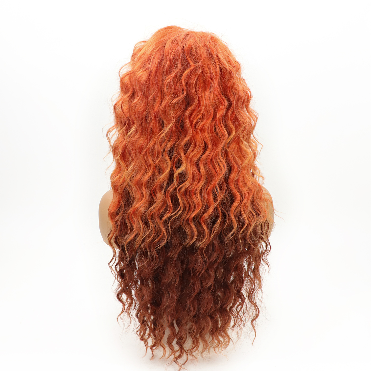 Women's Fashion Orange Party High Temperature Wire Side Points Long Curly Hair Wigs display picture 3