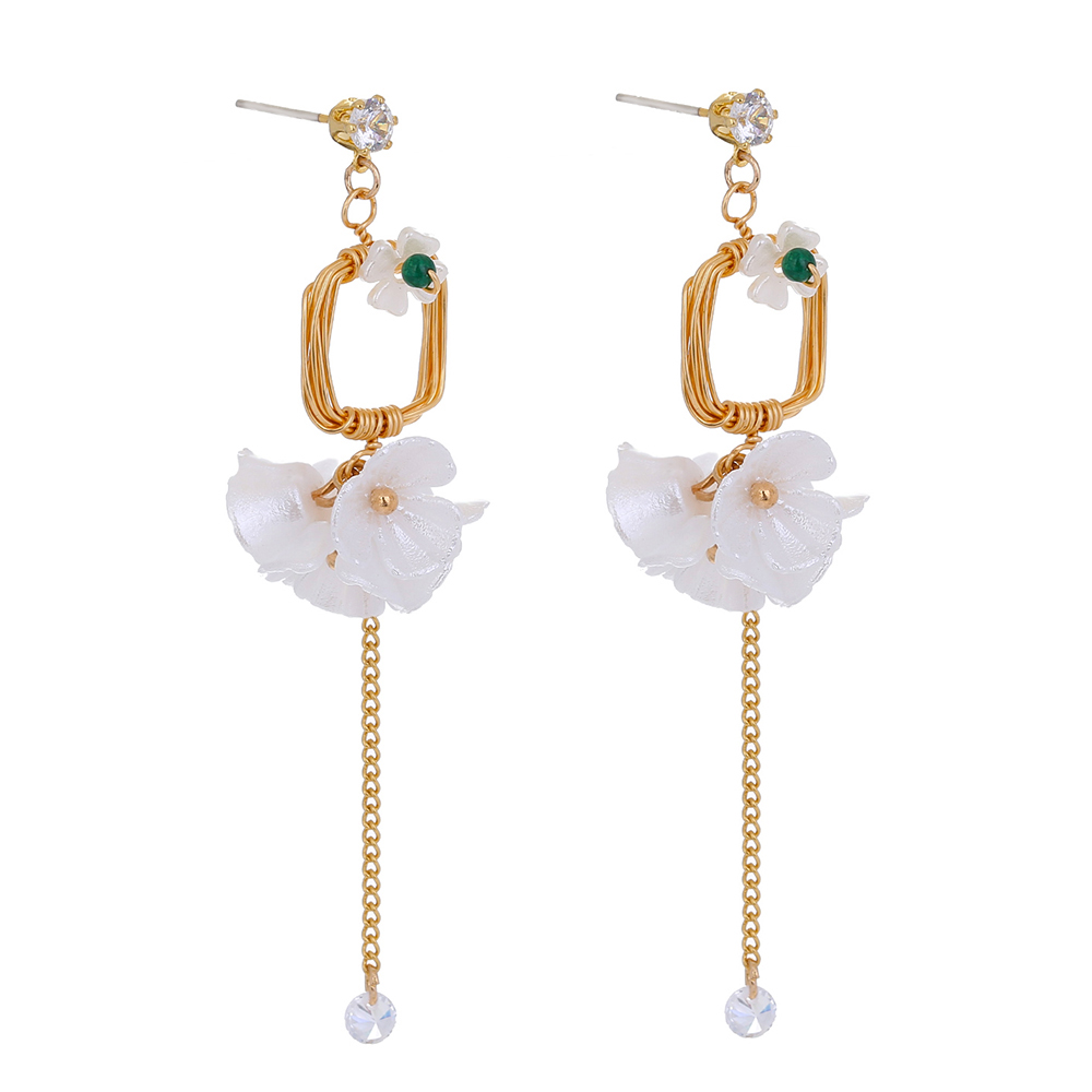 Vacances Gland Fleur Le Cuivre Des Boucles D'oreilles Incruster Résine Zircon Boucles D'oreilles En Cuivre 1 Paire display picture 1