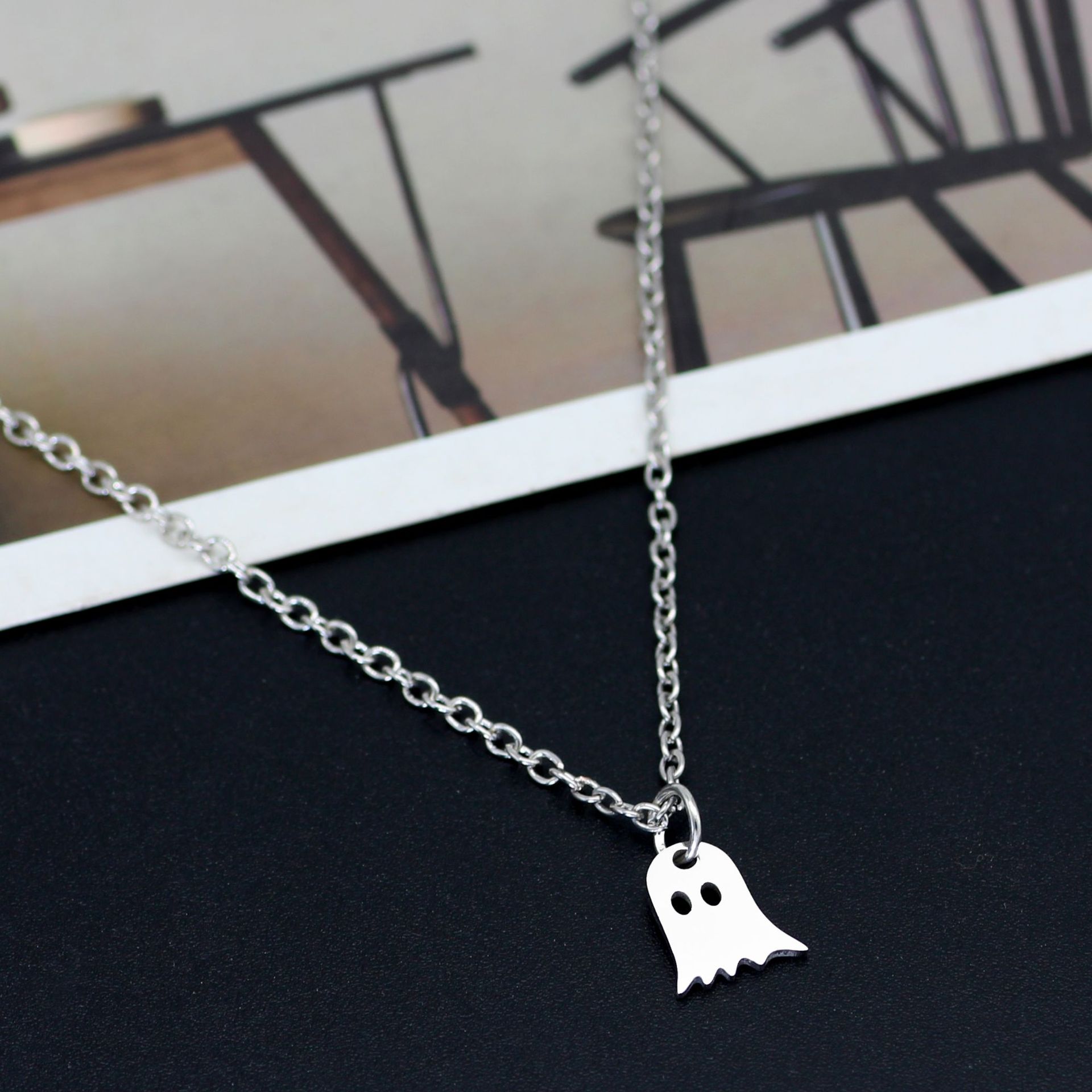 Simple Style Ghost Stainless Steel Pendant Necklace Plating Stainless Steel Necklaces 1 Piece display picture 8