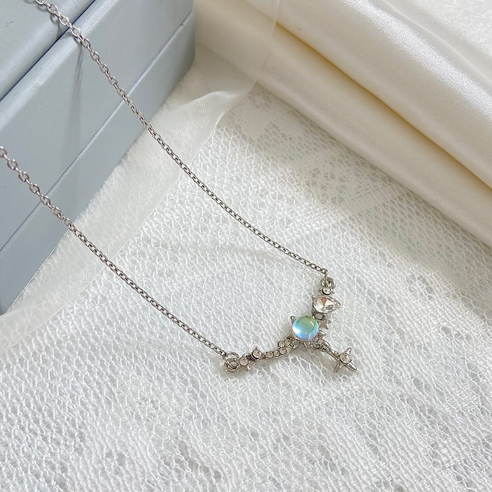 Fashion Cross Alloy Inlay Opal Necklace display picture 3