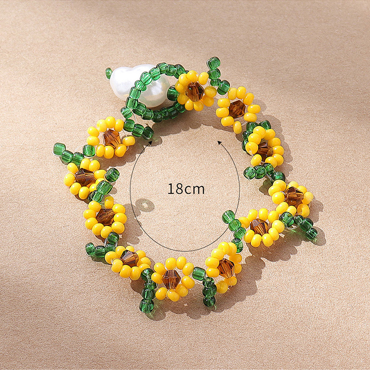 Moda Flor Vidrio Con Cuentas Perla Pulsera 1 Pieza display picture 3