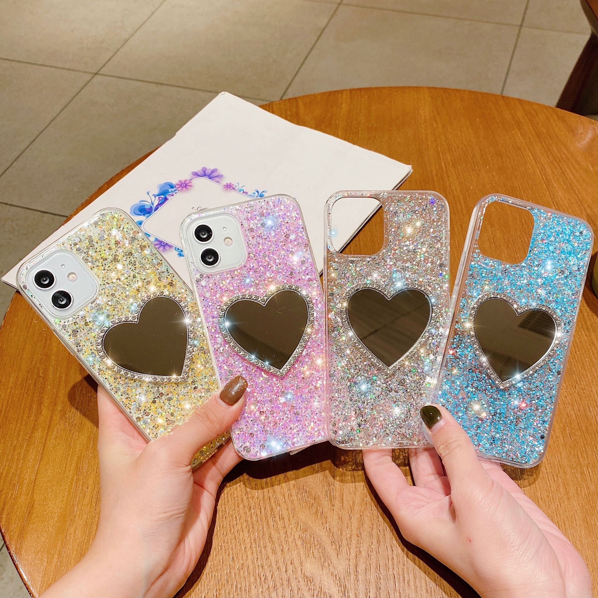 Sweet Heart Shape Sparkly Silica Gel Metal  Iphone Phone Cases display picture 5