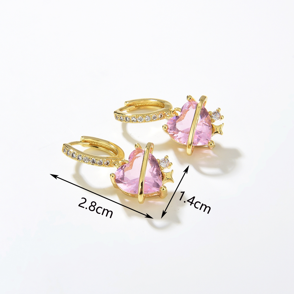 Fashion Heart Shape Copper Dangling Earrings Inlay Zircon Copper Earrings 1 Pair display picture 2