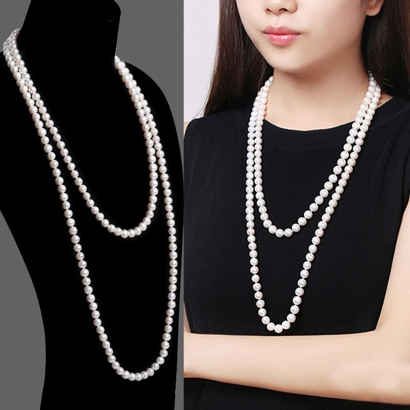 Elegant Solid Color Artificial Pearl Beaded Layered Necklaces 1 Piece display picture 1