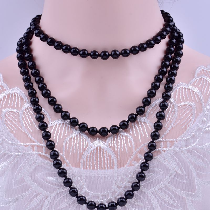 Elegant Solid Color Artificial Pearl Beaded Layered Necklaces 1 Piece display picture 6