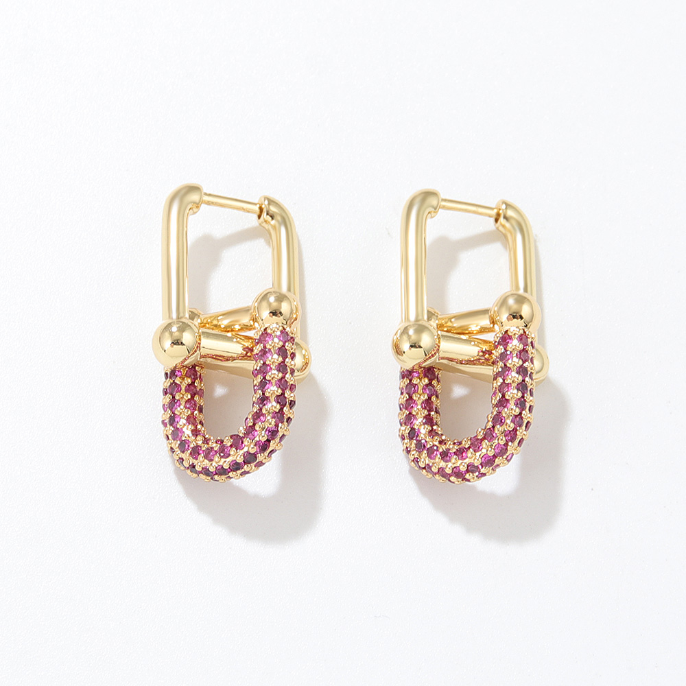 Style Vintage Forme En U Le Cuivre Boucles D'oreilles Plaqué Or Zircon Boucles D'oreilles En Cuivre display picture 7