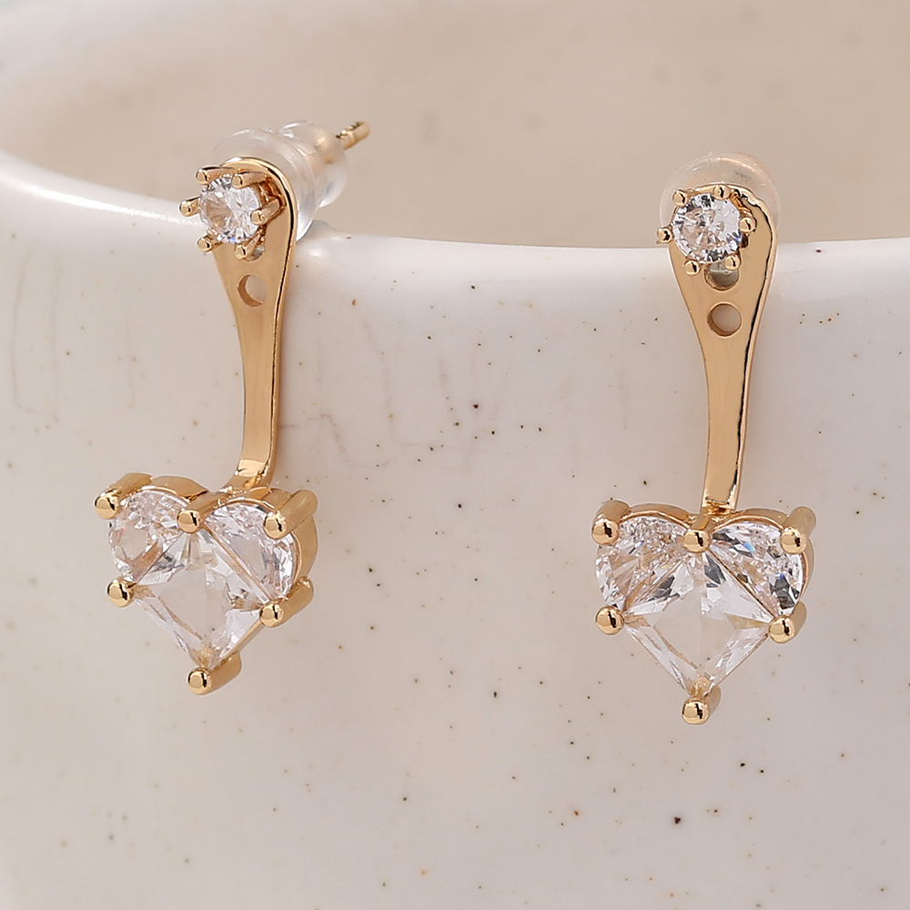 Brillant Forme De Cœur Papillon Le Cuivre Clips D'oreille Des Boucles D'oreilles Gland Zircon Boucles D'oreilles En Cuivre 1 Paire display picture 1