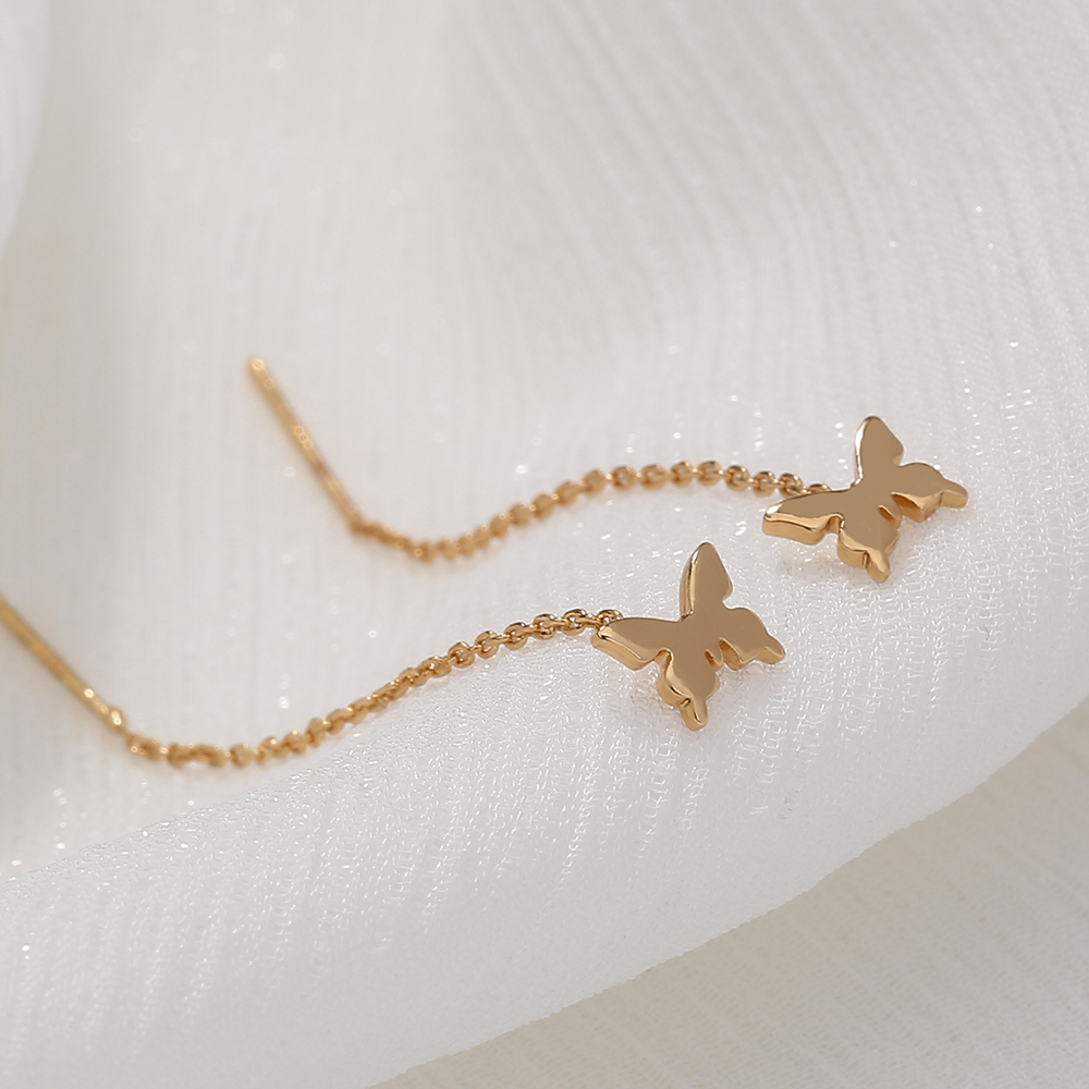 Shiny Heart Shape Butterfly Copper Ear Clips Earrings Tassel Zircon Copper Earrings 1 Pair display picture 17