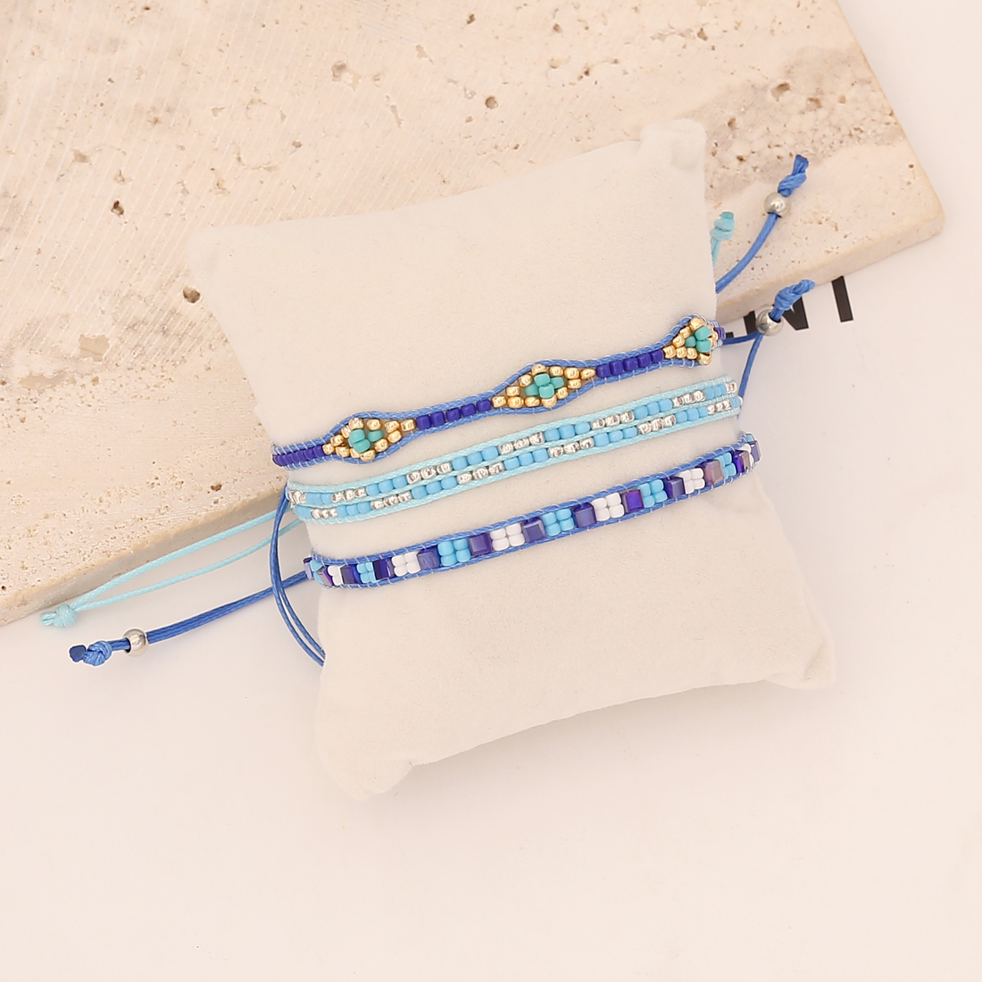 Bohemian Geometric Beaded Artificial Crystal Knitting Bracelets 1 Set display picture 8
