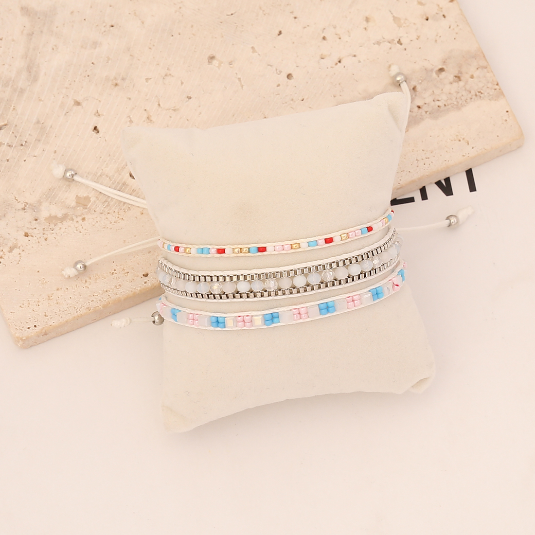 Bohemian Geometric Beaded Artificial Crystal Knitting Bracelets 1 Set display picture 6
