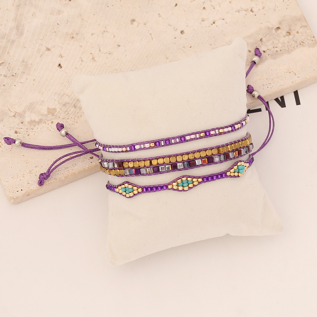 Bohemian Geometric Beaded Artificial Crystal Knitting Bracelets 1 Set display picture 7