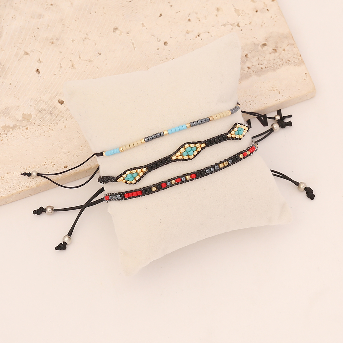 Bohemian Geometric Beaded Artificial Crystal Knitting Bracelets 1 Set display picture 9