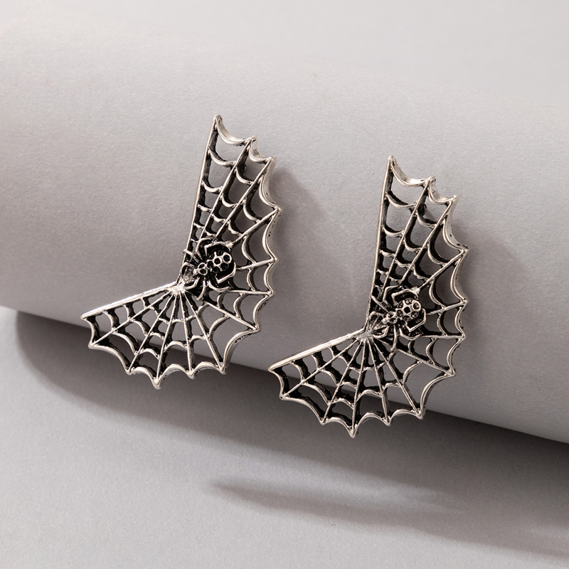 Funny Spider Web Alloy Ear Studs display picture 5