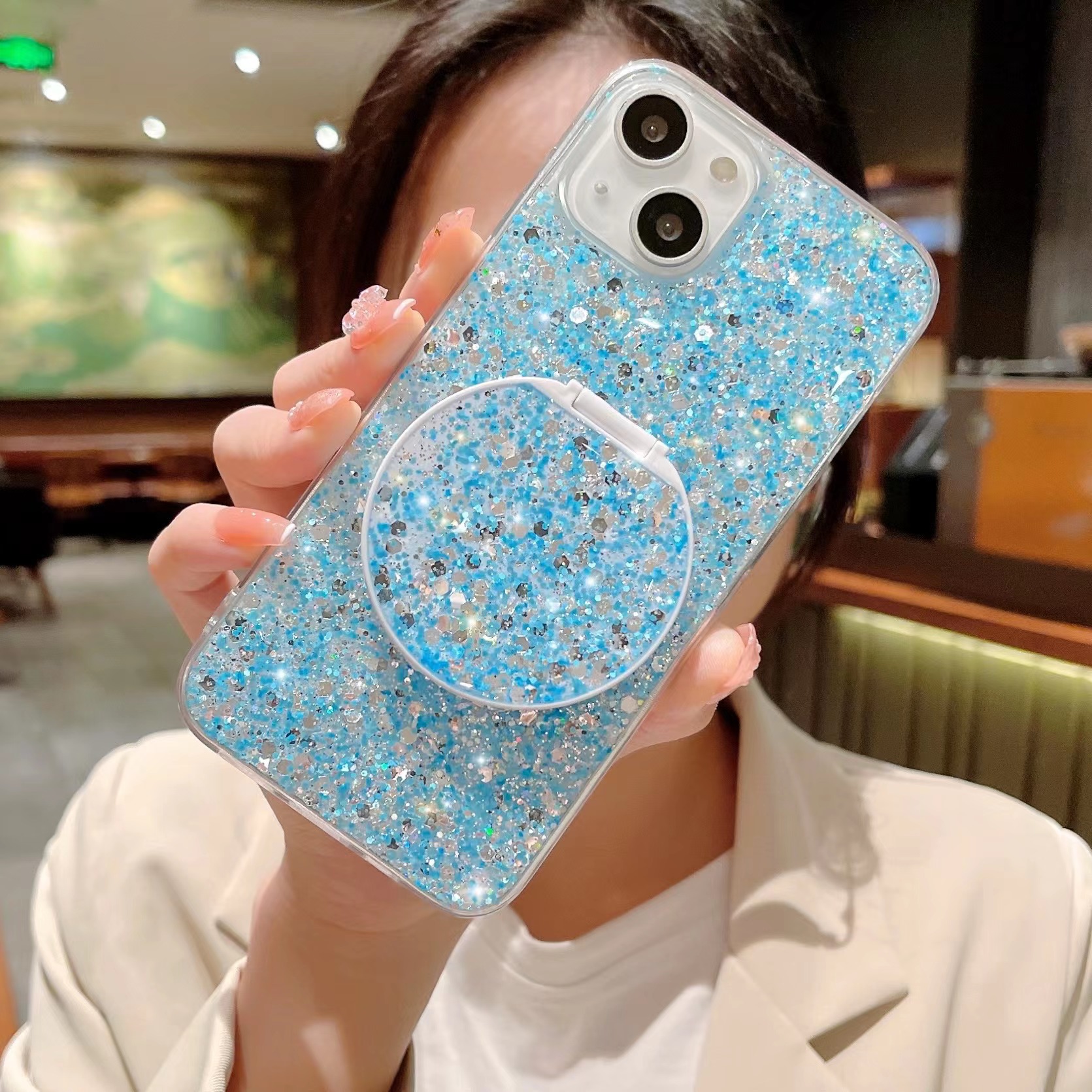 Simple Style Round Sequin Glass Silica Gel  Iphone Phone Cases display picture 2