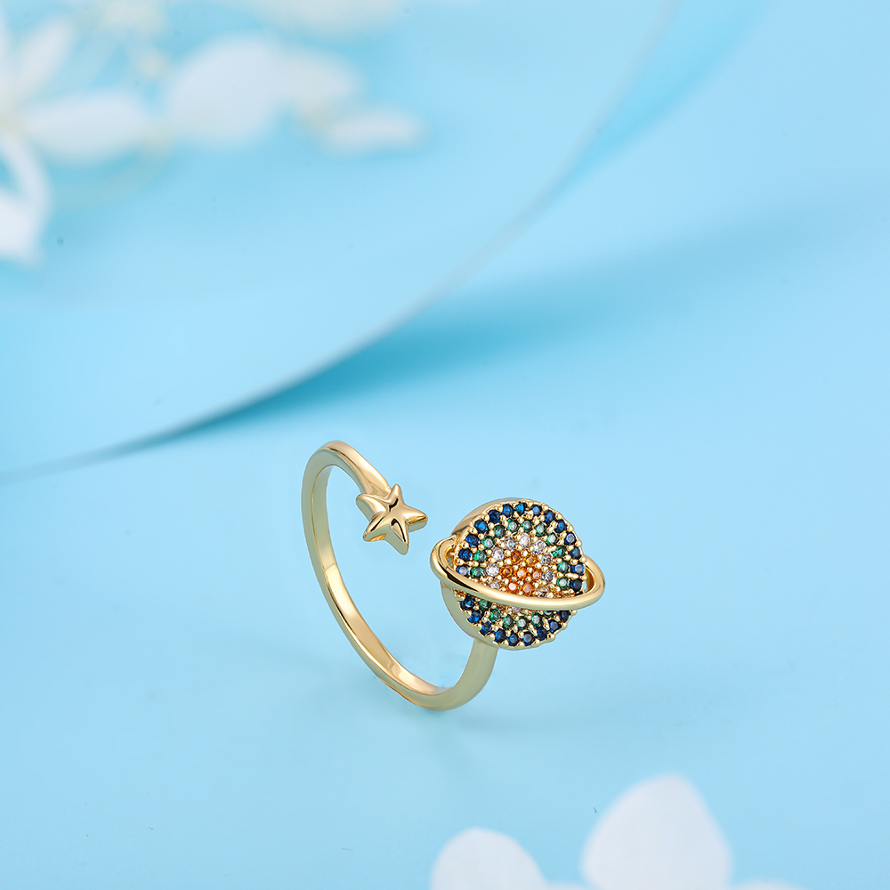 Simple Style Daisy Copper Open Ring Gold Plated Zircon Copper Rings 1 Piece display picture 1