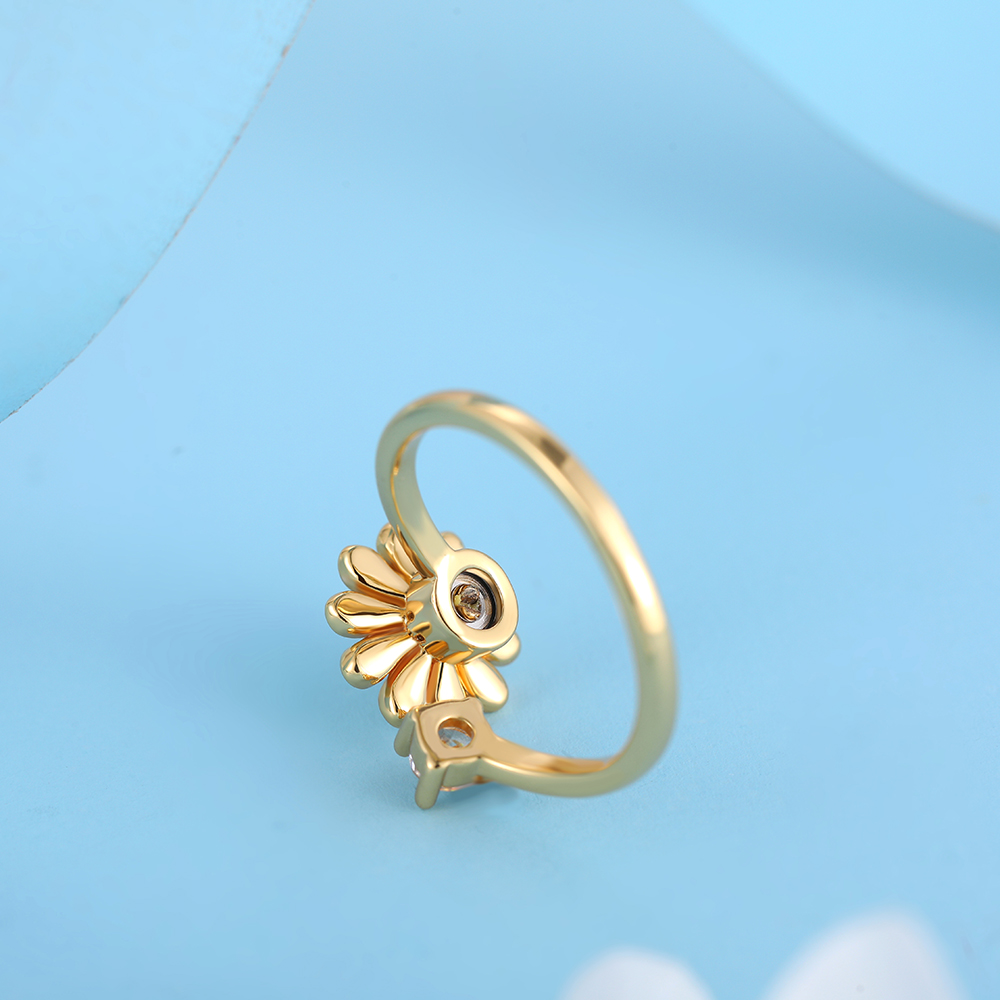 Simple Style Daisy Copper Open Ring Gold Plated Zircon Copper Rings 1 Piece display picture 10