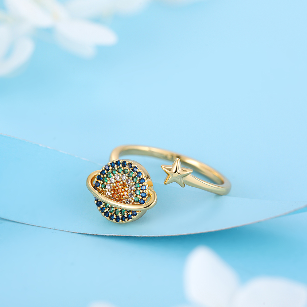 Simple Style Daisy Copper Open Ring Gold Plated Zircon Copper Rings 1 Piece display picture 11