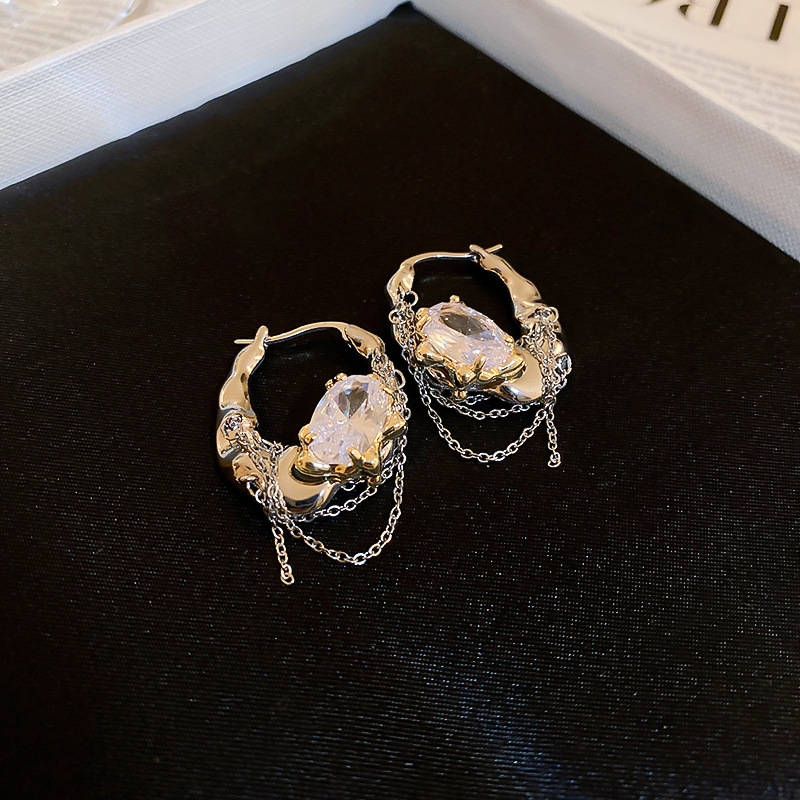 Simple Style Irregular Copper Drop Earrings Inlay Zircon Copper Earrings 1 Pair display picture 4