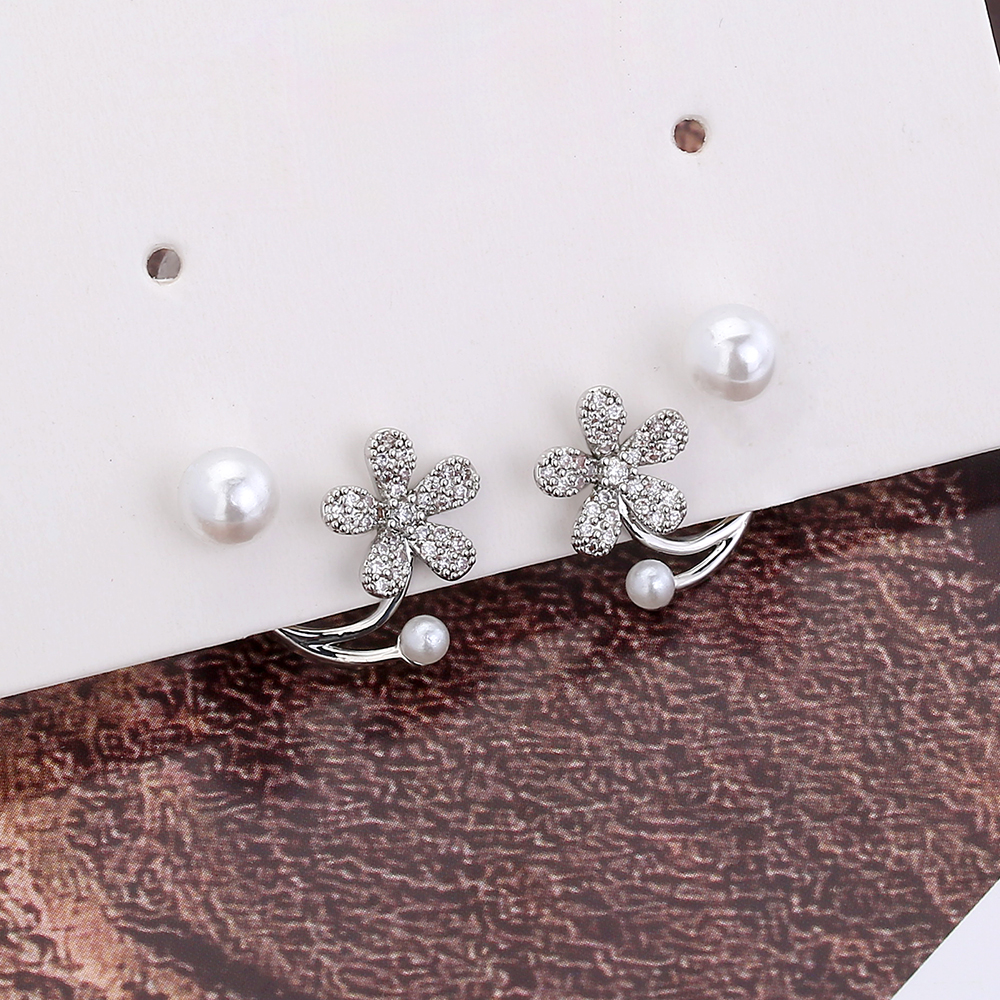 Sucré Fleur Le Cuivre Zircon Boucles D'oreilles 1 Paire display picture 7