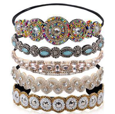 Retro Fashion Heart Shape Beaded Inlay Artificial Rhinestones Glass Hair Band display picture 1
