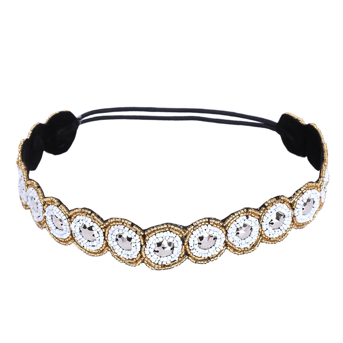 Retro Fashion Heart Shape Beaded Inlay Artificial Rhinestones Glass Hair Band display picture 6