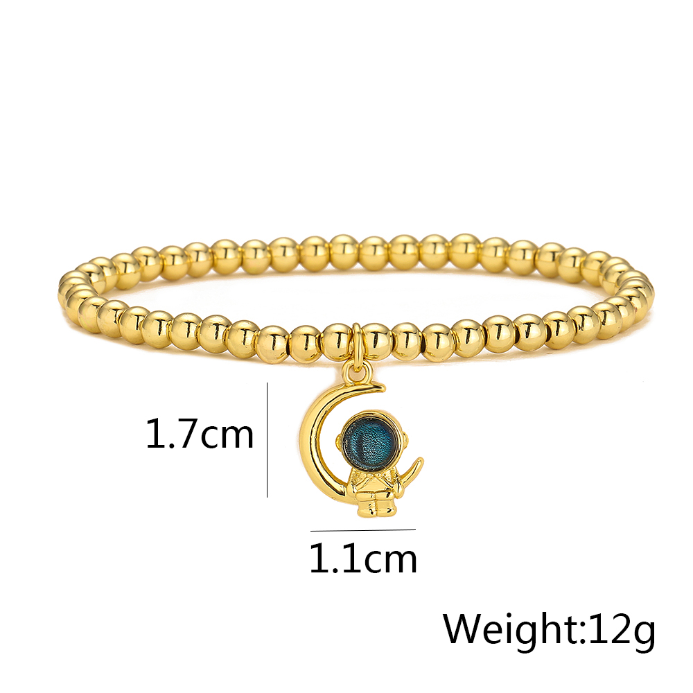 Fashion Astronaut Bear Copper Bracelets Gold Plated Pearl Zircon Copper Bracelets display picture 6