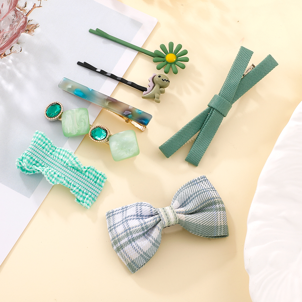 Fashion Color Block Square Bow Knot Plastic Cloth Resin Epoxy Rhinestones Hair Clip 1 Set display picture 2