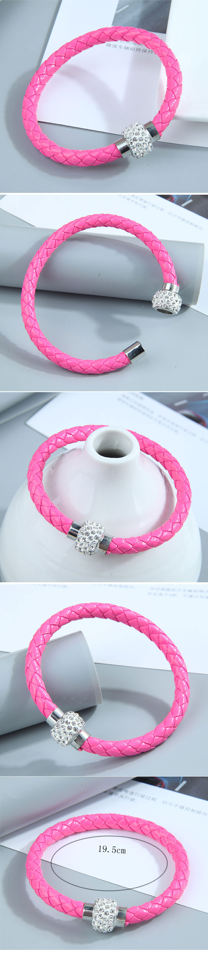 Fashion Geometric Pu Leather Inlay Artificial Rhinestones Bracelets 1 Piece display picture 1