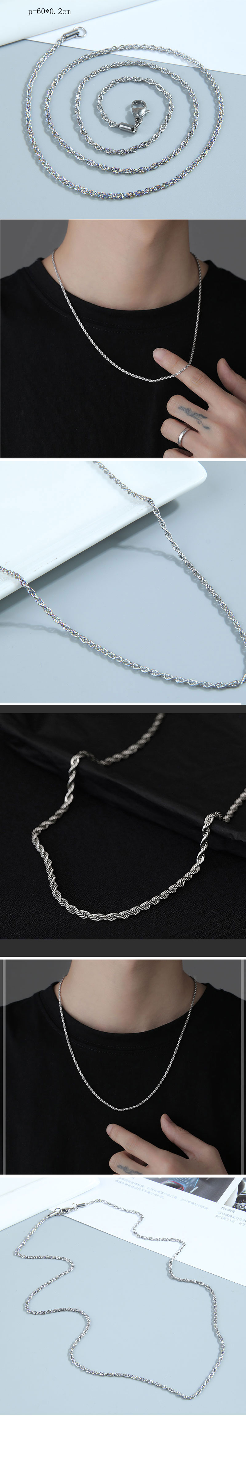 Hip-hop Twist Stainless Steel Necklace 1 Piece display picture 1