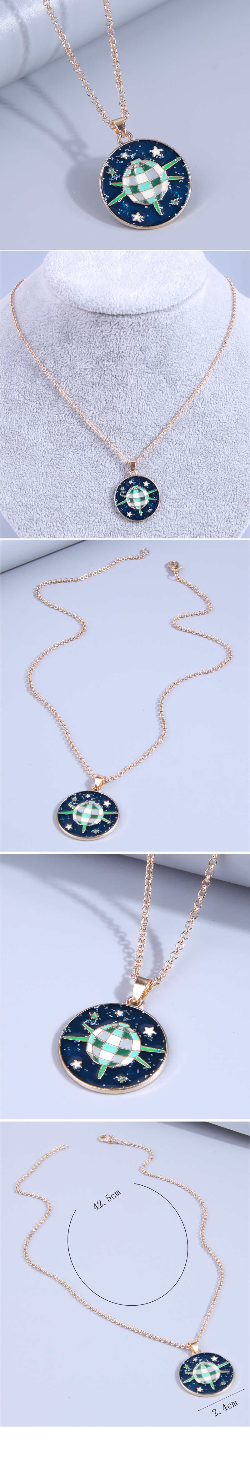 Fashion Planet Alloy Enamel Pendant Necklace 1 Piece display picture 1