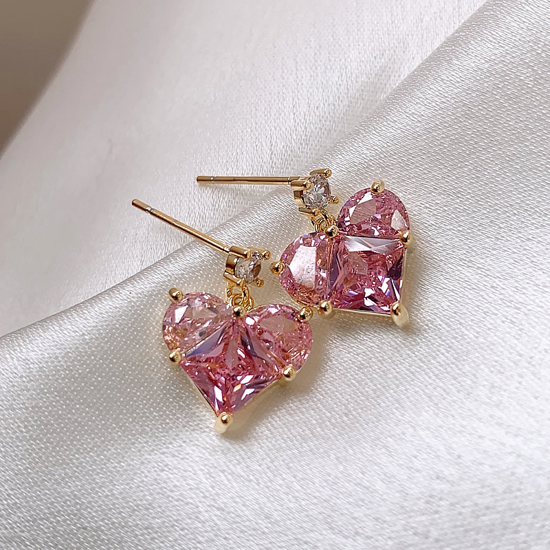 Sweet Heart Shape Alloy Plating Artificial Diamond Ear Studs display picture 4
