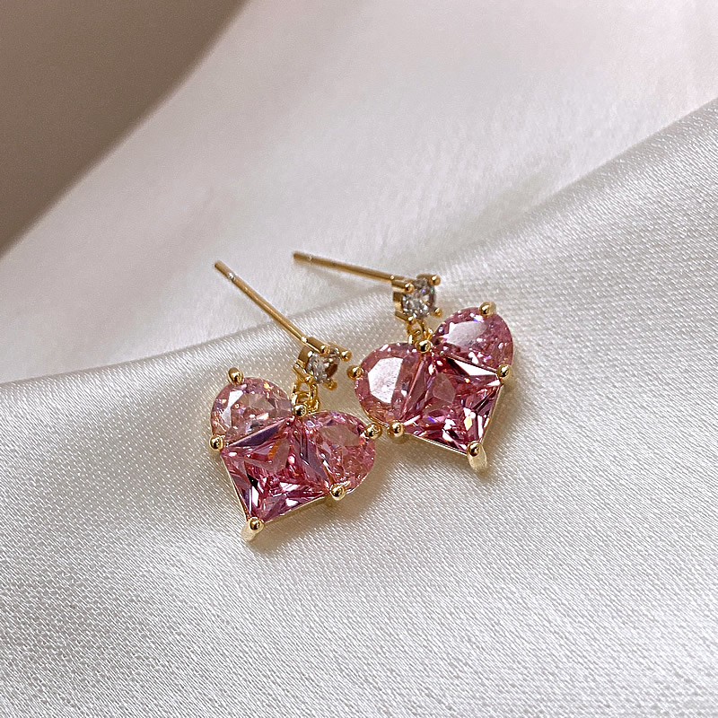 Sweet Heart Shape Alloy Plating Artificial Diamond Ear Studs display picture 9
