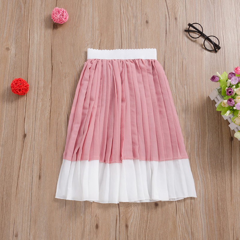 Preppy Style Color Block Cotton Polyester Pleated Pleated Skirt Knee-length Baby Clothes display picture 1