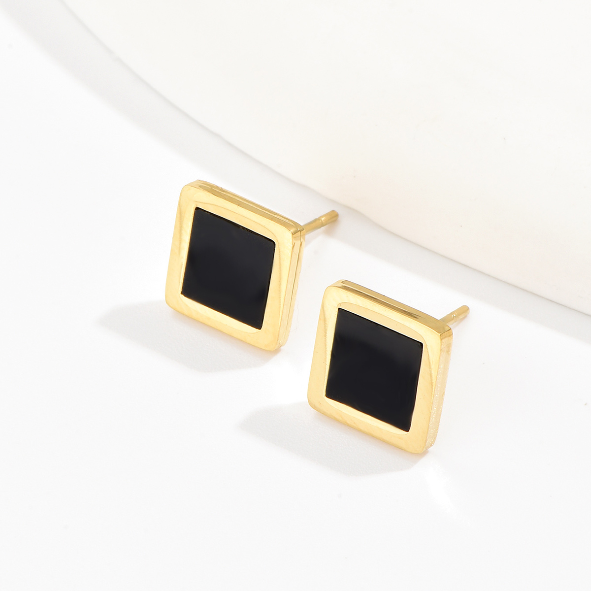 Fashion Square Plating Inlaid Shell 304 Stainless Steel Shell 14K Gold Plated Ear Studs display picture 1