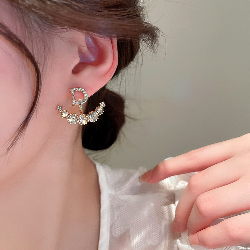 Style Simple Lettre Alliage Incruster Strass Boucles D'oreilles 1 Paire display picture 2