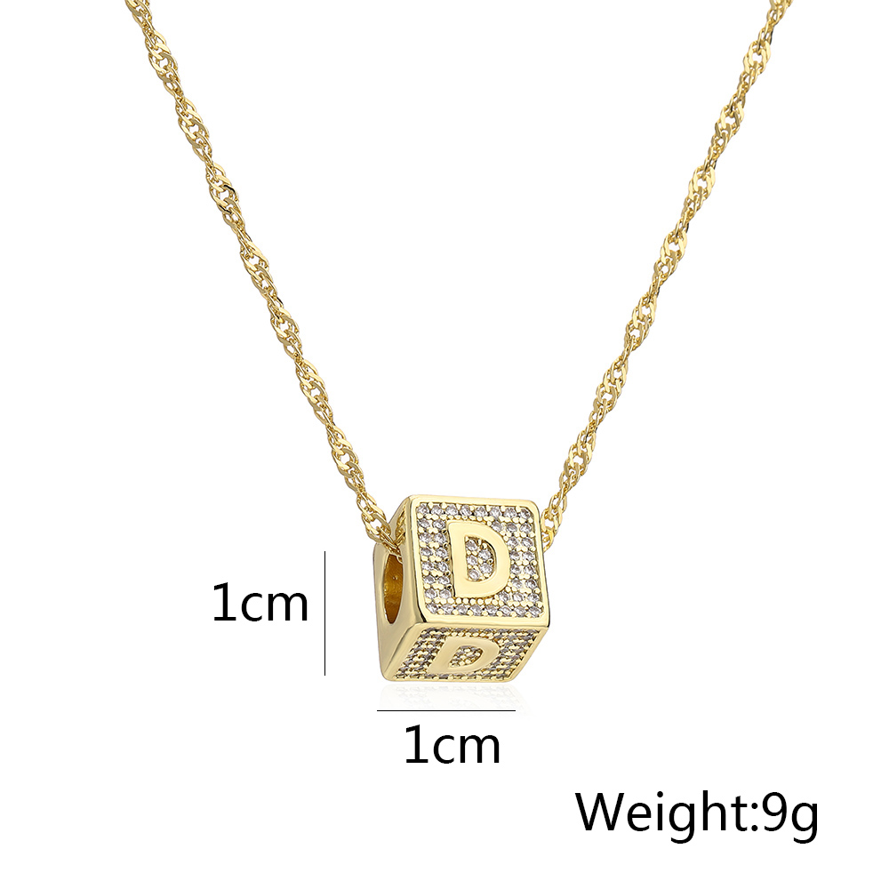 Fashion Letter Copper Pendant Necklace Gold Plated Zircon Copper Necklaces display picture 5