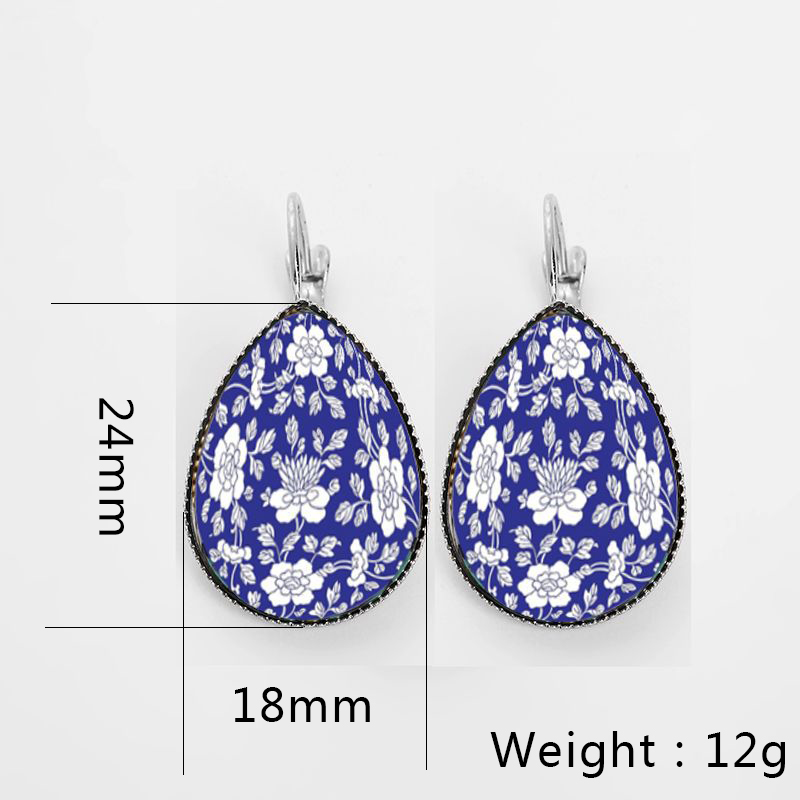 Vintage Style Blue And White Porcelain Alloy Women's Ear Hook 1 Piece display picture 1