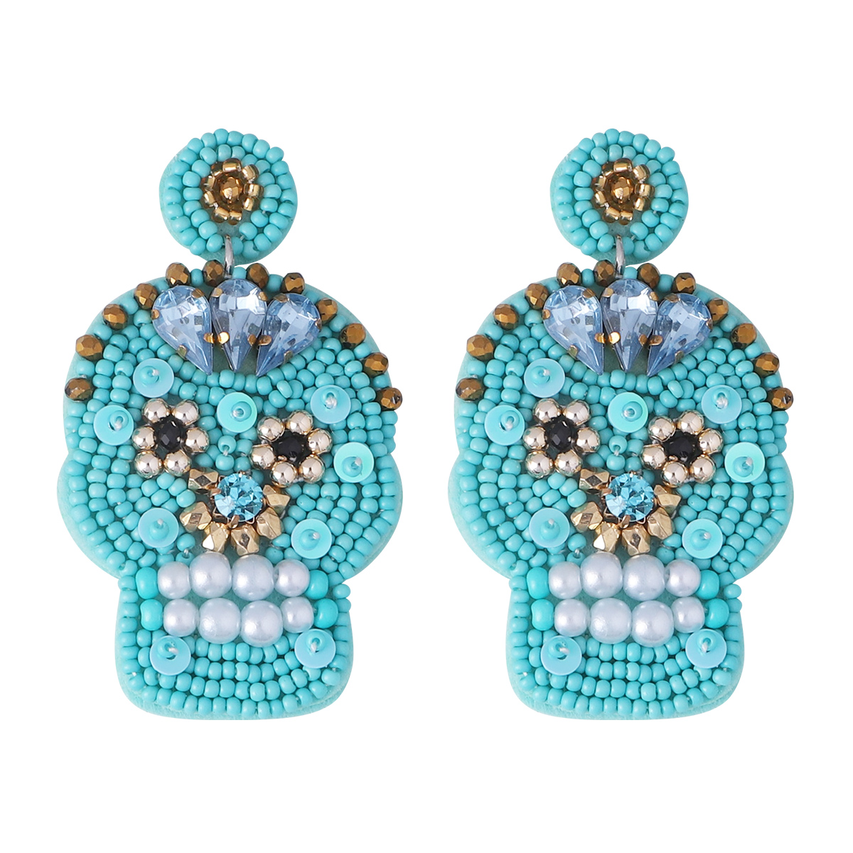Fashion Skull Imitation Pearl Beaded Acrylic Drop Earrings 1 Pair display picture 1