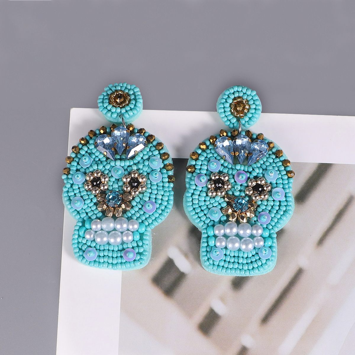 Fashion Skull Imitation Pearl Beaded Acrylic Drop Earrings 1 Pair display picture 2