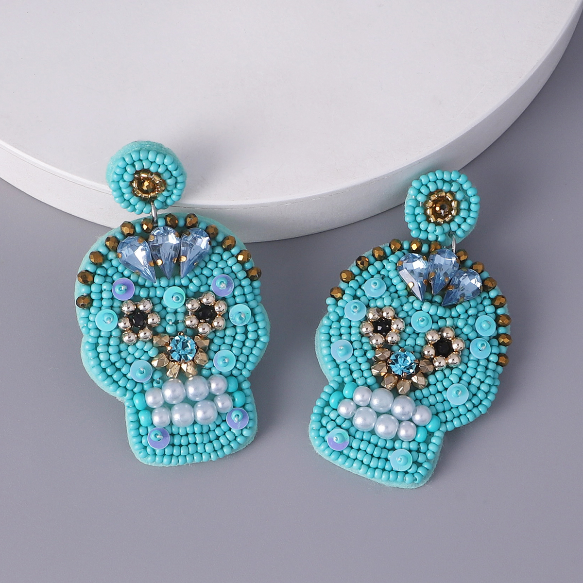 Fashion Skull Imitation Pearl Beaded Acrylic Drop Earrings 1 Pair display picture 3