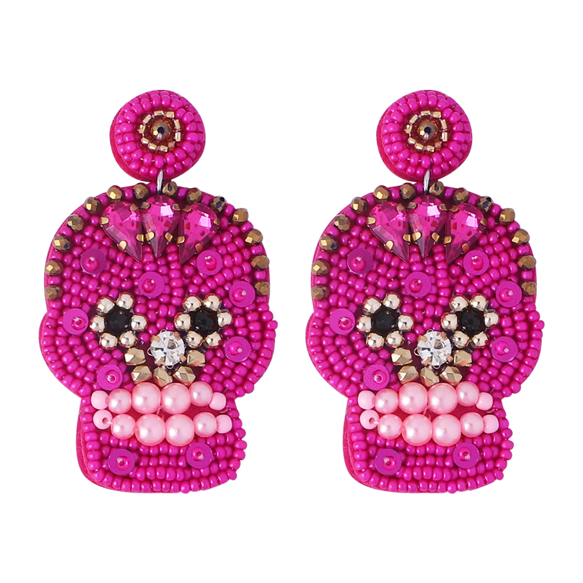 Fashion Skull Imitation Pearl Beaded Acrylic Drop Earrings 1 Pair display picture 5