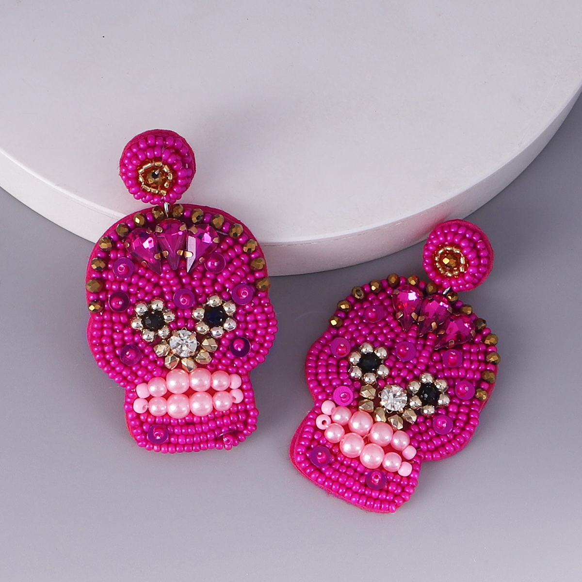 Fashion Skull Imitation Pearl Beaded Acrylic Drop Earrings 1 Pair display picture 6