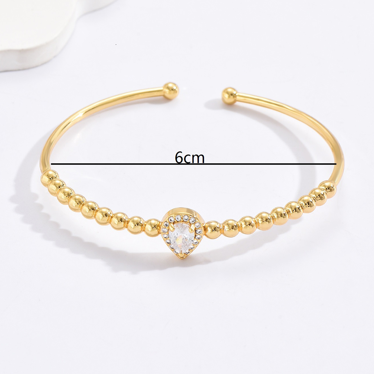 Fashion Water Droplets Flower Rectangle Copper Bangle Gold Plated Shell Zircon Copper Bracelets 1 Piece display picture 16