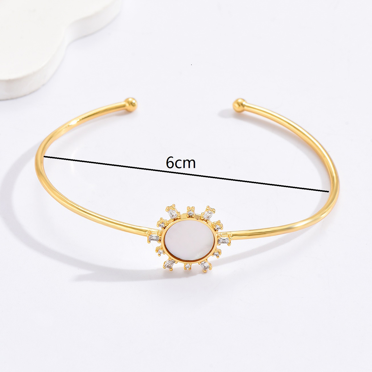 Fashion Water Droplets Flower Rectangle Copper Bangle Gold Plated Shell Zircon Copper Bracelets 1 Piece display picture 21