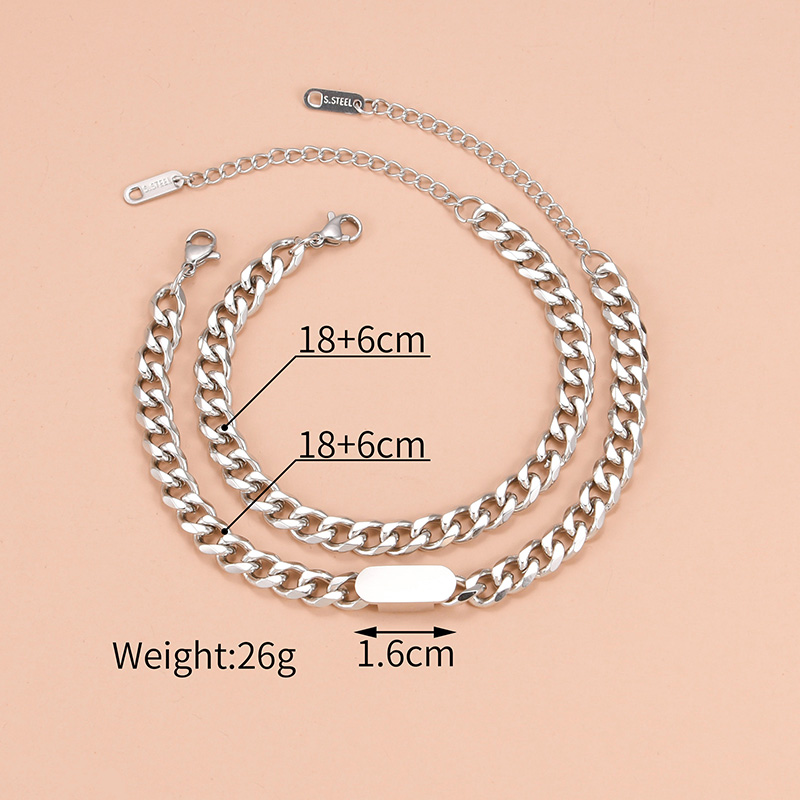 Simple Style Geometric Stainless Steel Bracelets Plating Stainless Steel Bracelets 2 Pieces display picture 3