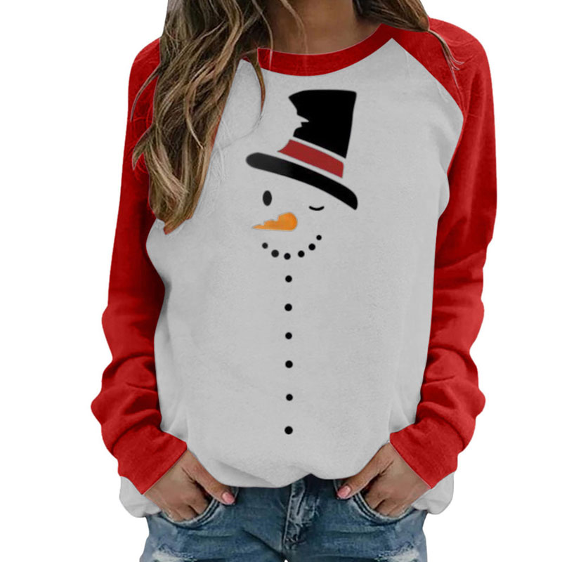 Fashion Snowman Elk Cotton Round Neck Long Sleeve Regular Sleeve Printing T-shirt display picture 1